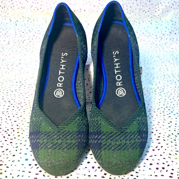Rothy's Shoes - Rothy's Green and Blue Plaid Flats